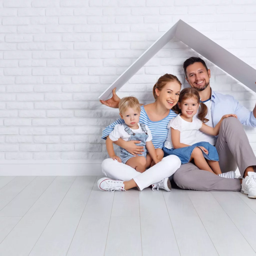 Family with home insurance