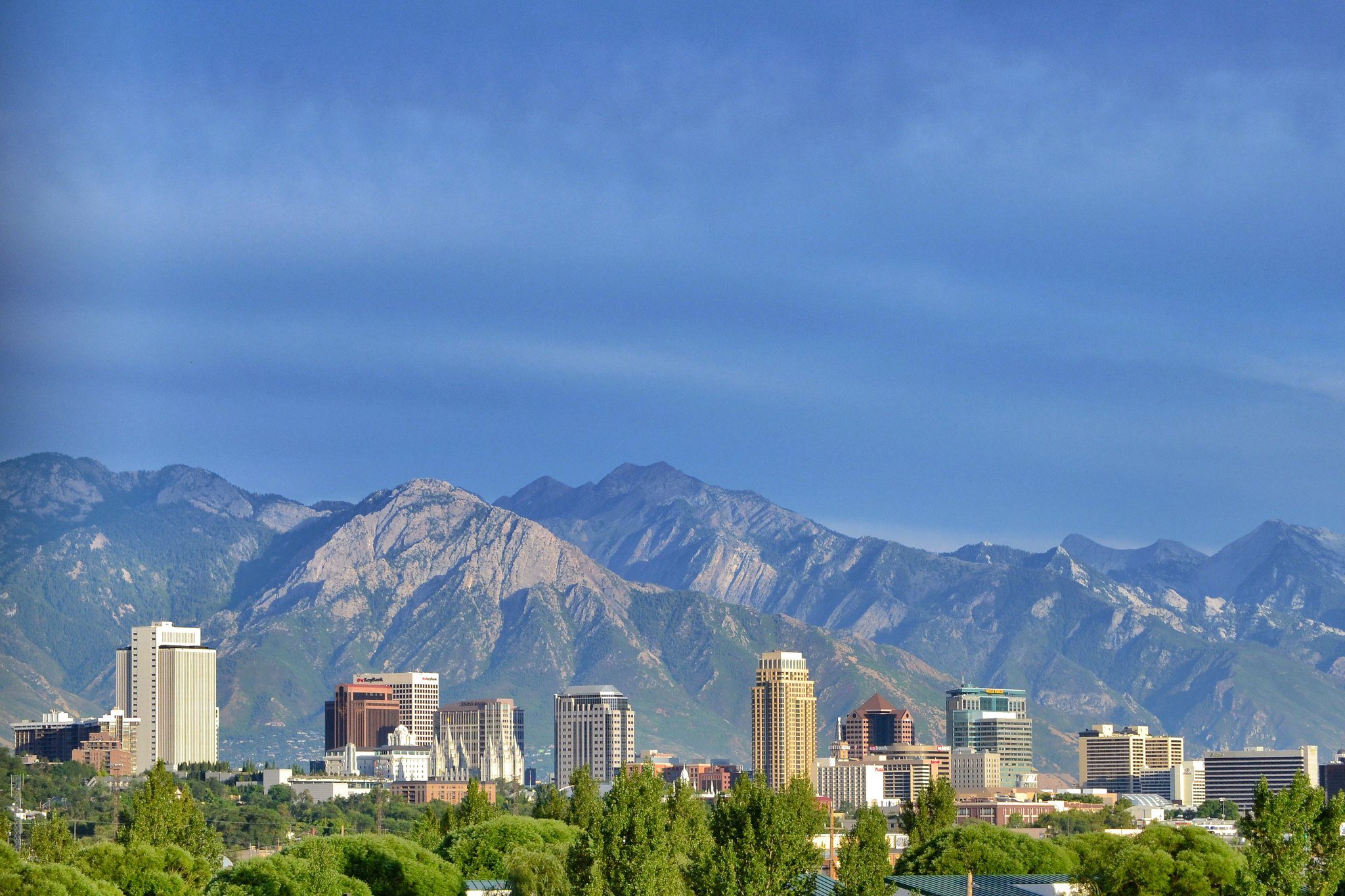 Downtown Salt Lake City with the Wasatch Mountains